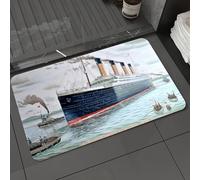 DALEXHM Tapis de Bain 50x80 cm, antidérapant,Doux,Absorbant l'eau,en Microfibre,pour la Salle de Bain,Lavable en Machine,Essai Maritime du Titanic sur Le lac Belfast, Titanic, Monument Maritime Titan