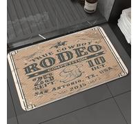 DALEXHM Tapis de Bain 50x80 cm, antidérapant,Doux,Absorbant l'eau,en Microfibre,pour la Salle de Bain,Lavable en Machine,Affiche de rodéo de Cowboys américains avec Typographie et Texture de Papier v