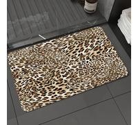 DALEXHM Tapis de Bain 50x80 cm, antidérapant,Doux,Absorbant l'eau,en Microfibre,pour la Salle de Bain,Lavable en Machine,Imprimé léopard, Texture Animale avec des Taches Brunes et Noires