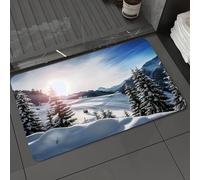 DALEXHM Tapis de Bain 50x80 cm, antidérapant,Doux,Absorbant l'eau,en Microfibre,pour la Salle de Bain,Lavable en Machine,Paysages enneigés d'hiver, Un Paradis Hivernal où la Neige Blanche et la lumiè