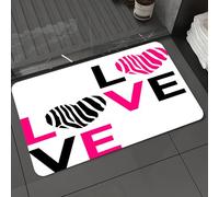 DALEXHM Tapis de Bain 50x80 cm, antidérapant,Doux,Absorbant l'eau,en Microfibre,pour la Salle de Bain,Lavable en Machine,Zèbre Rose, Illustration calligraphique « Je t'aime » avec Rayures de zèbre et
