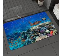DALEXHM Tapis de Bain 50x80 cm, antidérapant,Doux,Absorbant l'eau,en Microfibre,pour la Salle de Bain,Lavable en Machine,Récif corallien coloré, Vie Marine, Tortues et Poissons