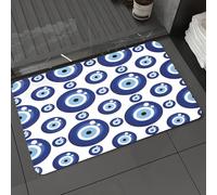 DALEXHM Tapis de Bain 50x80 cm, antidérapant,Doux,Absorbant l'eau,en Microfibre,pour la Salle de Bain,Lavable en Machine,Motif de Verre Bleu Porte-Bonheur. Fond sans Couture avec Yeux grecs.