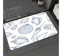 DALEXHM Tapis de Bain 50x80 cm, antidérapant,Doux,Absorbant l'eau,en Microfibre,pour la Salle de Bain,Lavable en Machine,Motif vectoriel sans raccord avec Coquillages dessinés à la Main. Fond Marin s