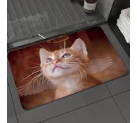 DALEXHM Tapis de Bain 50x80 cm, antidérapant,Doux,Absorbant l'eau,en Microfibre,pour la Salle de Bain,Lavable en Machine,Animal, Un Chaton Ange avec des Ailes et Une auréole, regardant Le Ciel