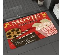 DALEXHM Tapis de Bain 50x80 cm, antidérapant,Doux,Absorbant l'eau,en Microfibre,pour la Salle de Bain,Lavable en Machine,Affiche de Film, éléments de cinéma, Pop-Corn, Film