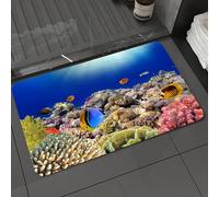 DALEXHM Tapis de Bain 50x80 cm, antidérapant,Doux,Absorbant l'eau,en Microfibre,pour la Salle de Bain,Lavable en Machine,Monde sous-Marin. Poissons coralliens de la mer Rouge. Égypte.