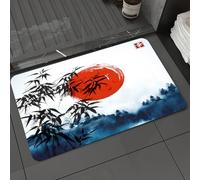 DALEXHM Tapis de Bain 50x80 cm, antidérapant,Doux,Absorbant l'eau,en Microfibre,pour la Salle de Bain,Lavable en Machine,Arbres de Bambou et forêt dans Le Brouillard, dessinés à la Main à l'encre. PE