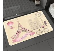 DALEXHM Tapis de Bain 50x80 cm, antidérapant,Doux,Absorbant l'eau,en Microfibre,pour la Salle de Bain,Lavable en Machine,Baiser, Fleurs, Paris, Symboles, Monuments, Tour Eiffel, air Chaud...
