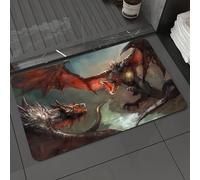 DALEXHM Tapis de Bain 50x80 cm, antidérapant,Doux,Absorbant l'eau,en Microfibre,pour la Salle de Bain,Lavable en Machine,Dragon, l'affrontement à Mort Entre Deux Dragons maléfiques Jumeaux