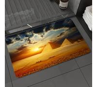 DALEXHM Tapis de Bain 50x80 cm, antidérapant,Doux,Absorbant l'eau,en Microfibre,pour la Salle de Bain,Lavable en Machine,Grandes Pyramides de la vallée de Gizeh en Égypte, avec Un Groupe de Bédouins