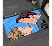 DALEXHM Tapis de Bain 50x80 cm, antidérapant,Doux,Absorbant l'eau,en Microfibre,pour la Salle de Bain,Lavable en Machine,Baiser, Homme et Femme s'embrassant, Style Pop Art rétro, Demi-Teintes, Grunge