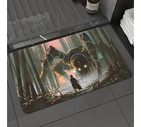 DALEXHM Tapis de Bain 50x80 cm, antidérapant,Doux,Absorbant l'eau,en Microfibre,pour la Salle de Bain,Lavable en Machine,Un Jeune Sorcier Muni d'un bâton Magique et Une créature géante se regardent d