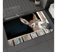 DALEXHM Tapis de Bain 50x80 cm, antidérapant,Doux,Absorbant l'eau,en Microfibre,pour la Salle de Bain,Lavable en Machine,Un âne Brun, Le Visage expressif Visible Depuis Une Grange Noire, appuyé contr