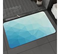 DALEXHM Tapis de Bain 50x80 cm, antidérapant,Doux,Absorbant l'eau,en Microfibre,pour la Salle de Bain,Lavable en Machine,Motif ombré Turquoise et Blanc avec Effet Low Poly, mosaïque fractale de Trian