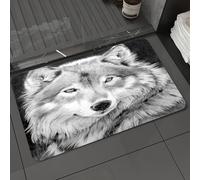 DALEXHM Tapis de Bain 50x80 cm, antidérapant,Doux,Absorbant l'eau,en Microfibre,pour la Salle de Bain,Lavable en Machine,Les représentations artistiques du Loup, Ces saisissantes peintures en Noir et