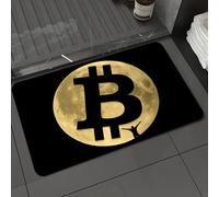 DALEXHM Tapis de Bain 50x80 cm, antidérapant,Doux,Absorbant l'eau,en Microfibre,pour la Salle de Bain,Lavable en Machine,La Lune, Le Symbole du Bitcoin et Une Silhouette Humaine. Format vectoriel.