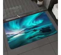 DALEXHM Tapis de Bain 50x80 cm, antidérapant,Doux,Absorbant l'eau,en Microfibre,pour la Salle de Bain,Lavable en Machine,Aurores boréales aux îles Lofoten, en Norvège. Ciel étoilé et aurores boréales
