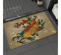 DALEXHM Tapis de Bain 50x80 cm, antidérapant,Doux,Absorbant l'eau,en Microfibre,pour la Salle de Bain,Lavable en Machine, Carpes koï d'eau Froide de Style Grunge Japonais et Oriental