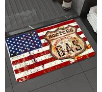 DALEXHM Tapis de Bain 50x80 cm, antidérapant,Doux,Absorbant l'eau,en Microfibre,pour la Salle de Bain,Lavable en Machine,Affiche rétro de Station-Service américaine, Route 66