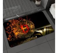 DALEXHM Tapis de Bain 50x80 cm, antidérapant,Doux,Absorbant l'eau,en Microfibre,pour la Salle de Bain,Lavable en Machine,Bitcoin, Bitcoin, BTC, cryptomonnaie, Argent en Flammes et étincelles de feu