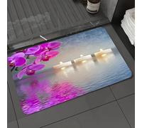 DALEXHM Tapis de Bain 50x80 cm, antidérapant,Doux,Absorbant l'eau,en Microfibre,pour la Salle de Bain,Lavable en Machine,Zen, Bougie Japonaise, Ambiance relaxante, Fleurs de Cerisier, Inspirations as