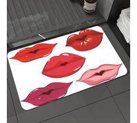 DALEXHM Tapis de Bain 50x80 cm, antidérapant,Doux,Absorbant l'eau,en Microfibre,pour la Salle de Bain,Lavable en Machine,Baiser, Femme Sexy lèvres en Forme de cœur, Femme Qui s'embrasse, Amour Qui va