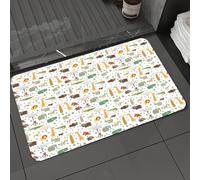DALEXHM Tapis de Bain 50x80 cm, antidérapant,Doux,Absorbant l'eau,en Microfibre,pour la Salle de Bain,Lavable en Machine,Animaux de Dessin animé, Faune de la Savane Africaine Grunge, thème enfance sa