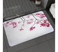 DALEXHM Tapis de Bain 50x80 cm, antidérapant,Doux,Absorbant l'eau,en Microfibre,pour la Salle de Bain,Lavable en Machine,Motif décoratif de Branches de Prunier et d'ombres de Fleurs dans Un Style AQU