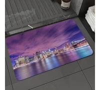DALEXHM Tapis de Bain 50x80 cm, antidérapant,Doux,Absorbant l'eau,en Microfibre,pour la Salle de Bain,Lavable en Machine,La Silhouette Moderne de New York la Nuit, avec Ses Gratte-Ciel, Manhattan, Ét