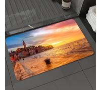 DALEXHM Tapis de Bain 50x80 cm, antidérapant,Doux,Absorbant l'eau,en Microfibre,pour la Salle de Bain,Lavable en Machine,Magnifique Coucher de Soleil à Rovinj, sur la côte adriatique croate (Europe).