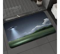 DALEXHM Tapis de Bain 50x80 cm, antidérapant,Doux,Absorbant l'eau,en Microfibre,pour la Salle de Bain,Lavable en Machine,Soucoupe Volante, Voyage Inconnu dans Le Faisceau de la Nuit Noire