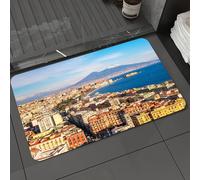 DALEXHM Tapis de Bain 50x80 cm, antidérapant,Doux,Absorbant l'eau,en Microfibre,pour la Salle de Bain,Lavable en Machine,Italie, Naples, Vésuve, mer Méditerranée, Vieille Ville