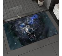 DALEXHM Tapis de Bain 50x80 cm, antidérapant,Doux,Absorbant l'eau,en Microfibre,pour la Salle de Bain,Lavable en Machine,Les Yeux du Loup Sauvage dans la forêt révèlent Une lumière féroce