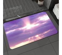 DALEXHM Tapis de Bain 50x80 cm, antidérapant,Doux,Absorbant l'eau,en Microfibre,pour la Salle de Bain,Lavable en Machine,Le Soleil Perce Les Nuages, Teinte Le Ciel d'ombres Violettes et crée Une scèn
