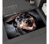 DALEXHM Tapis de Bain 50x80 cm, antidérapant,Doux,Absorbant l'eau,en Microfibre,pour la Salle de Bain,Lavable en Machine,Femelle d'une Chienne de Race Rottweiler Portant Une Casquette.