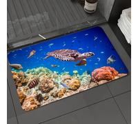 DALEXHM Tapis de Bain 50x80 cm, antidérapant,Doux,Absorbant l'eau,en Microfibre,pour la Salle de Bain,Lavable en Machine,Tortue imbriquée (Eretmochelys imbricata) Flottant sous l'eau. Maldives, océan