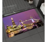 DALEXHM Tapis de Bain 50x80 cm, antidérapant,Doux,Absorbant l'eau,en Microfibre,pour la Salle de Bain,Lavable en Machine,Londres, Tower Bridge la Nuit, Monument Historique et culturel d'europe