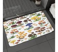 DALEXHM Tapis de Bain 50x80 cm, antidérapant,Doux,Absorbant l'eau,en Microfibre,pour la Salle de Bain,Lavable en Machine,Motif sans Couture de Champignons Sauvages de la forêt, tels Que la vesse-de-l