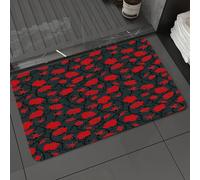 DALEXHM Tapis de Bain 50x80 cm, antidérapant,Doux,Absorbant l'eau,en Microfibre,pour la Salle de Bain,Lavable en Machine,Rouge et Noir, Roses tourbillonnantes, Plantes de Lierre, forêt Sombre et myst