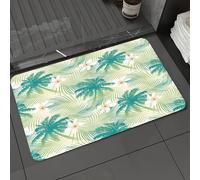 DALEXHM Tapis de Bain 50x80 cm, antidérapant,Doux,Absorbant l'eau,en Microfibre,pour la Salle de Bain,Lavable en Machine,Feuilles, océan, île, Palmiers, Feuilles, Papaye, crêpes, Gingembre, Fleurs
