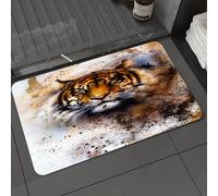 DALEXHM Tapis de Bain 50x80 cm, antidérapant,Doux,Absorbant l'eau,en Microfibre,pour la Salle de Bain,Lavable en Machine,Tigre, bête, regardant Droit dans Les Yeux du spectateur