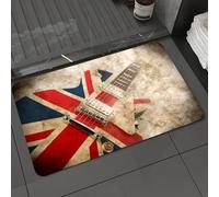 DALEXHM Tapis de Bain 50x80 cm, antidérapant,Doux,Absorbant l'eau,en Microfibre,pour la Salle de Bain,Lavable en Machine,Musique Grunge Pop nnique Guitare Rock Londres Jack Union Drapeau nnique Grand
