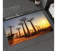DALEXHM Tapis de Bain 50x80 cm, antidérapant,Doux,Absorbant l'eau,en Microfibre,pour la Salle de Bain,Lavable en Machine,Coucher de Soleil, Horizon Tropical avec Un Grand Arbre, paysages de Madagasca