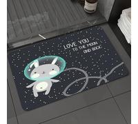 DALEXHM Tapis de Bain 50x80 cm, antidérapant,Doux,Absorbant l'eau,en Microfibre,pour la Salle de Bain,Lavable en Machine,Illustration vectorielle « Je t'aime jusqu'à la Lune et Retour ». Adorable lap