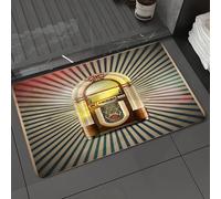 DALEXHM Tapis de Bain 50x80 cm, antidérapant,Doux,Absorbant l'eau,en Microfibre,pour la Salle de Bain,Lavable en Machine,Toile inspirée du Style pin-up des années 50, avec Un Jukebox Vintage.