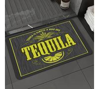 DALEXHM Tapis de Bain 50x80 cm, antidérapant,Doux,Absorbant l'eau,en Microfibre,pour la Salle de Bain,Lavable en Machine,Autocollant ou Affiche pour Une Boisson à Base de Tequila sur Fond en Bois fon