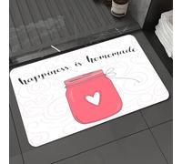 DALEXHM Tapis de Bain 50x80 cm, antidérapant,Doux,Absorbant l'eau,en Microfibre,pour la Salle de Bain,Lavable en Machine,Écrit à la Main, Slogan, Le Bonheur Vient du Fait Maison, Vortex, Motif