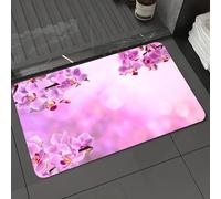 DALEXHM Tapis de Bain 50x80 cm, antidérapant,Doux,Absorbant l'eau,en Microfibre,pour la Salle de Bain,Lavable en Machine,Orchidée Rose sur Fond Rose