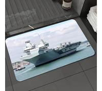 DALEXHM Tapis de Bain 50x80 cm, antidérapant,Doux,Absorbant l'eau,en Microfibre,pour la Salle de Bain,Lavable en Machine,Portsmouth, Royaume-Uni - 17 Juin 2019 Le Porte-Avions de la Royal Navy HMS